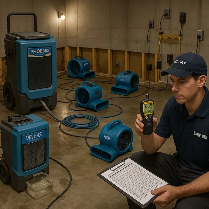 Structural Drying and Dehumidification process in Beach, ND